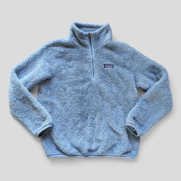 PATAGONIA Women's Outdoor Fuzzy Fleece 1/4 Zip Pullover Mock Neck Blue Gray Sz S - Picture 4 of 11